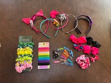 40 Lot of Girl's Hair 6 Headbands Barrettes Bows Scunci Elastics Twisters