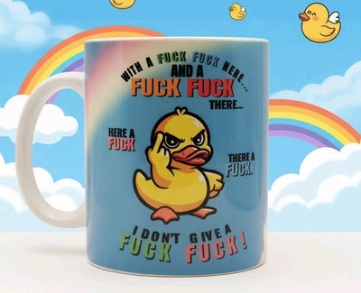 Lustiger schwörender Kaffeebecher unhöfliche Ente Erwachsene Humor Geburtstagsgeschenk