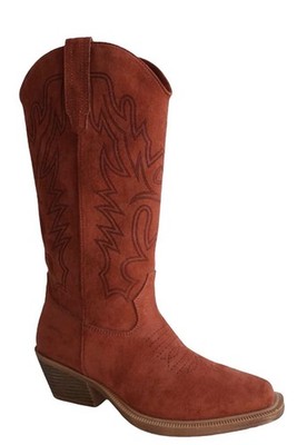 Roper Womens Kit Laser Cognac Faux Leather Cowboy Boots Rust, 9.5