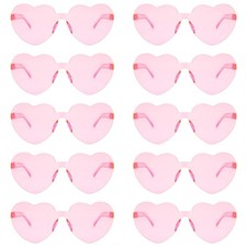 10 Pairs Heart Sunglasses Heart Shaped Sunglasses Bulk Rimless Clear Heart Gl...