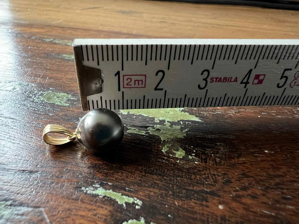 Perlfekt QVC  Anhänger Tahitiperle - schwarz  - Fassung 14K Gold 585 - wie neu  - Bild 3 von 3