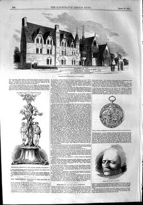Original alter antiker Druck 1853 Collegiate Cuddeson Isaac Newton George Brown