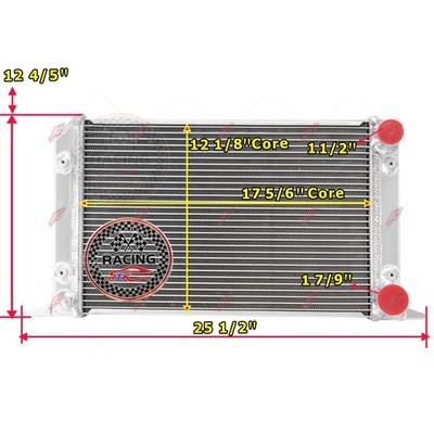 3 Row Double Pass Radiator For VW Scirocco Pro Stock Style 17-7/8'' W x 12'' H