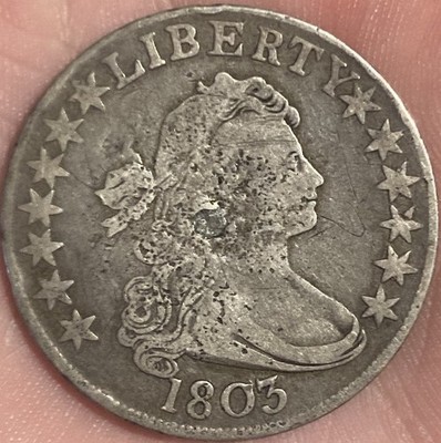 1803 Draped Bust Half Dollar VG Details Plugged