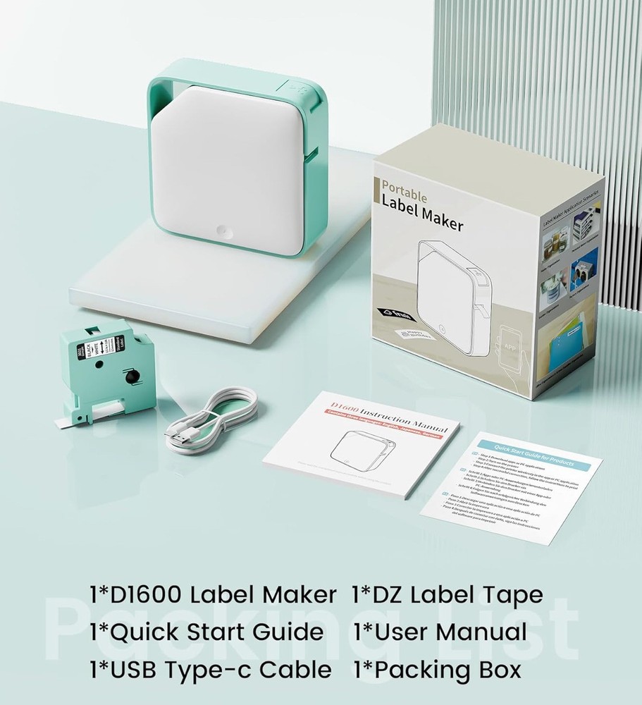Bluetooth Label Maker D1600 with Included Tape - Handheld Wireless Label Machine