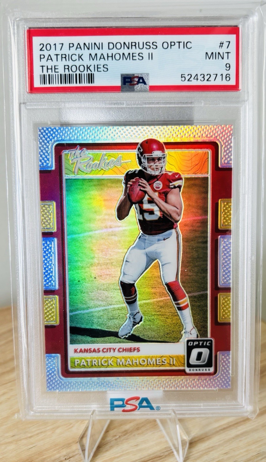 Patrick Mahomes II 2017 Optic #7 The Rookies PSA 9 Mint Chiefs MVP Invest πππ view 1