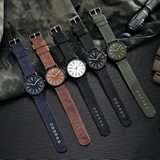 Men’s Military Leather Date Quartz Analog Army Casual Dress Wrist Watches UK