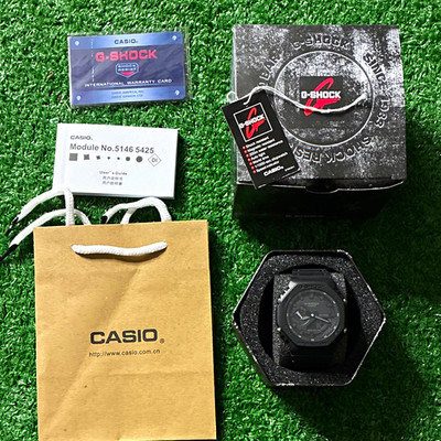 Casio G-SHOCK Analog-Digital Octagon Black Resin Watch 200m w/ Box Papers