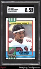 1990 Topps Disclaimer Back #469 Deion Sanders HOF SGC 8.5 NM/MT +