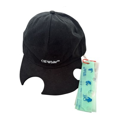 Off-White Baseball Cap Drill Cotton Meteor Cut Out Embroidered Cap Black