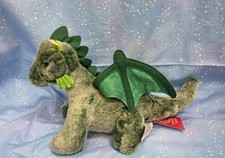 Vintage RUSS BERRIE GREEN DRAGON Plush Toy New W Tags 12" Retired Shiny Wings