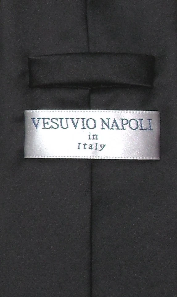 Corbata Vesuvio Napoli color NEGRO liso para hombre Foto 2 de 2