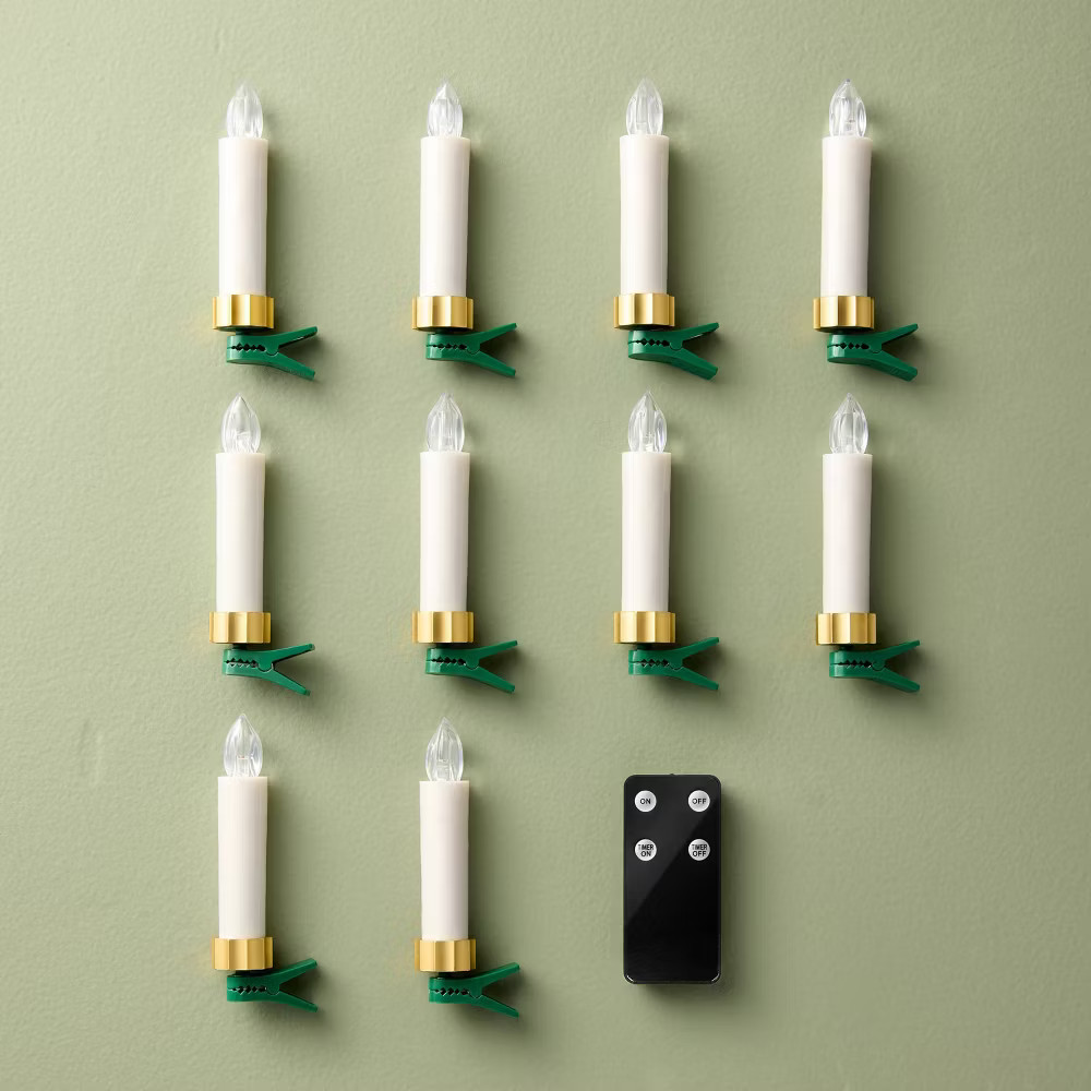 10ct 488 Christmas Tree Taper Flameless Candles Brass - Hearth - Hand 4090₽
