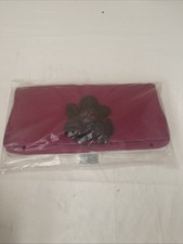 NUOVA pochette vintage satinata rosa scuro pietre fiore AVON VENDITA 10"X5"
