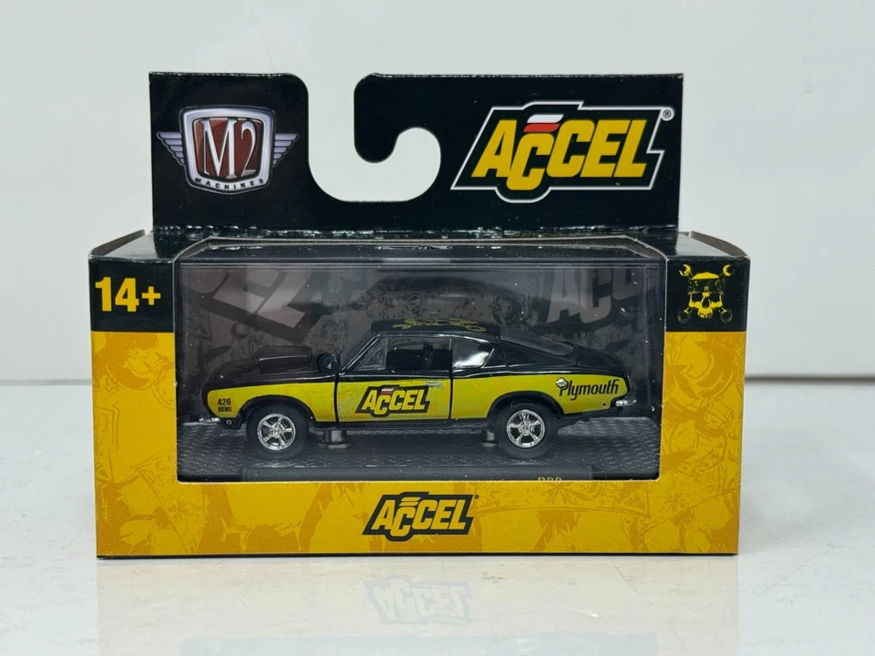 Máquinas M2 ACCEL 1968 Plymouth Barracuda HEMI Super Stock 1:64 Diecast Foto 2 de 4