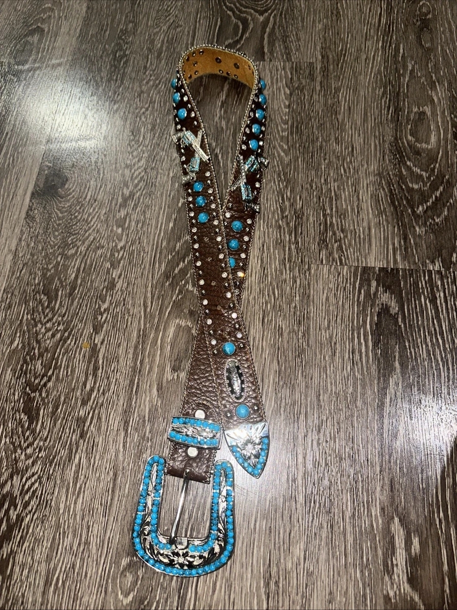 WB Atlas western blue & clear crystal studded Texas rodeo show belt s-l400.jpg main image 3