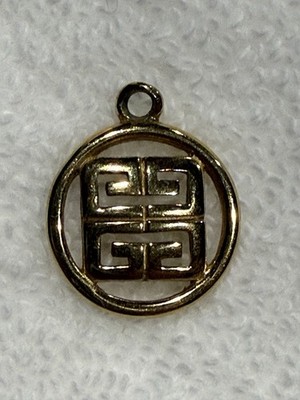 Vintage Givenchy Designer goldfarben quadratisch 4 ''G'' Logo Charm Anhänger selten