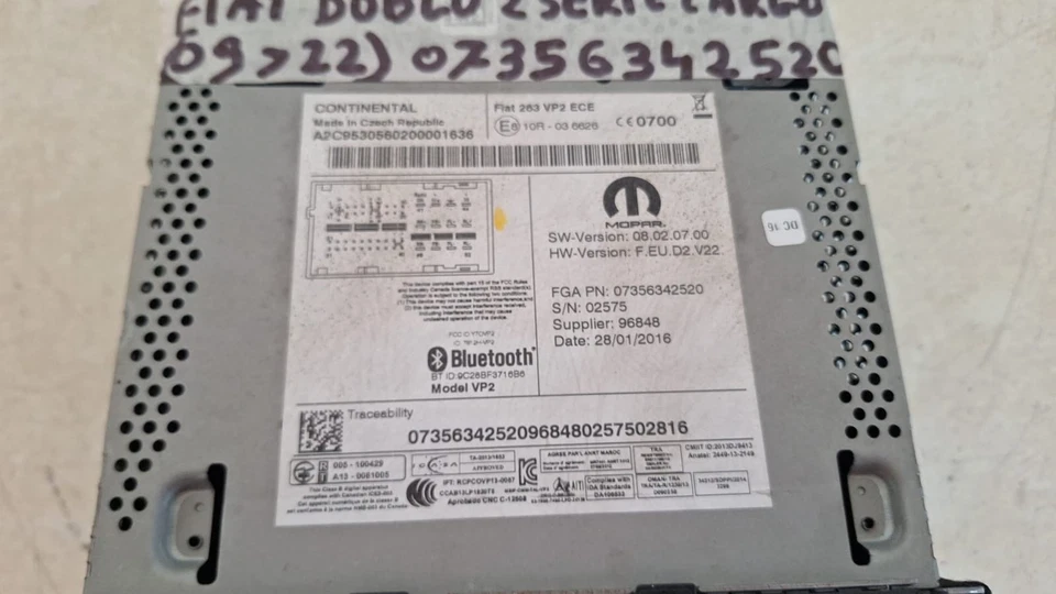 Autoradio FIAT DOBLÒ 2^SERIE CARGO (2009-2022) COD.07356342520 - Immagine 3 di 3