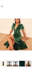 NWT Reformation (RARE) Emerald Velvet Wrap Maxi Dress