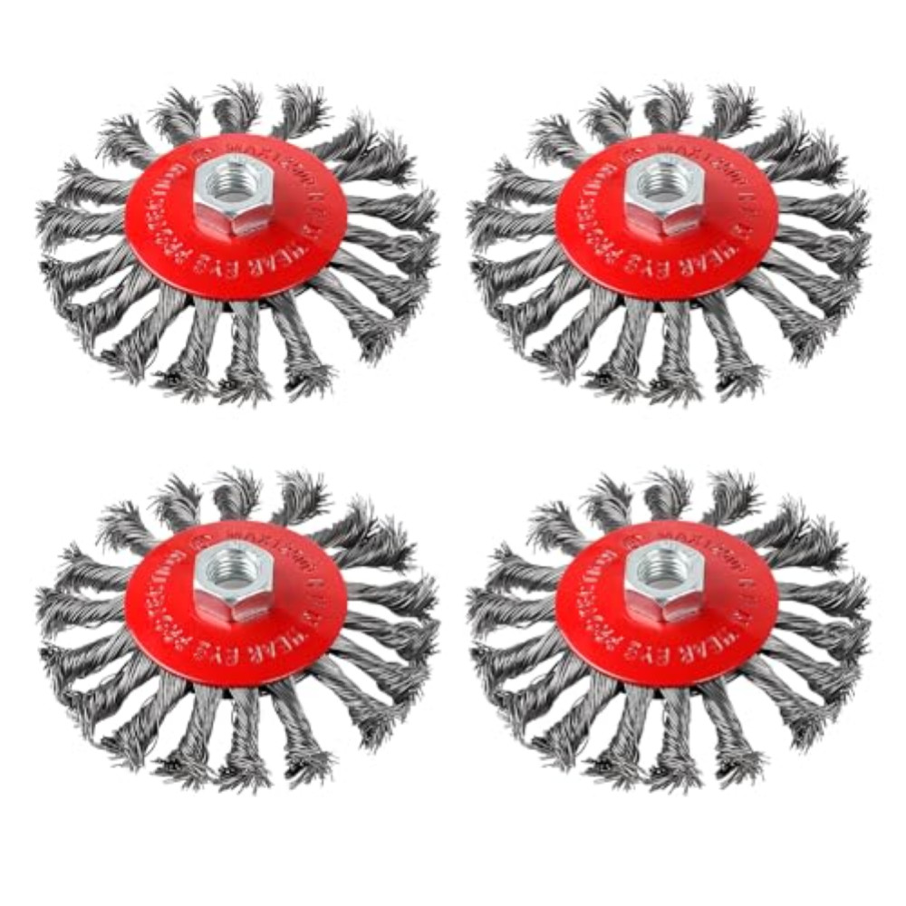 Set 4 Spazzole Ferro per Smerigliatrice 115 mm EXLECO M14 Kit