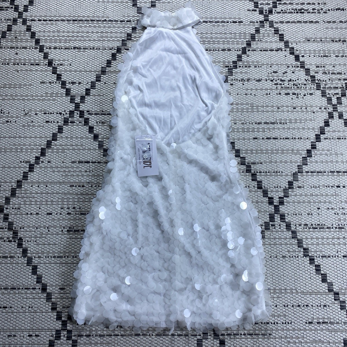 knee length dresses for ladies Vera White Sequin Bow Dress – Love, Odette main image 0