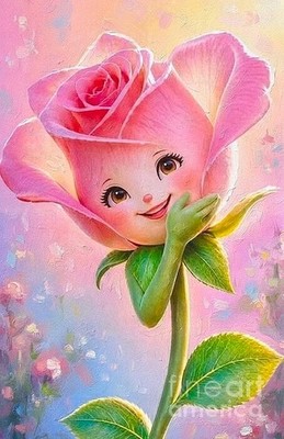 new  handmade Painting on  12''x 16''canvas  Cheerful Flower 720g by Wendy