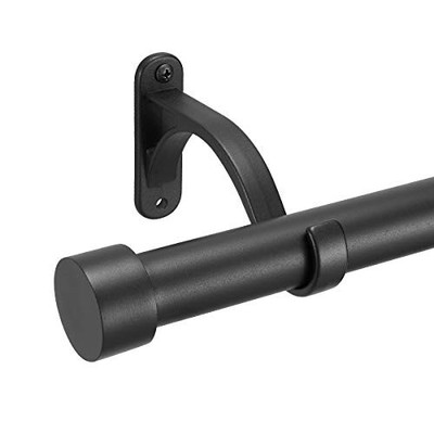 1-Inch Diameter Curtain Rod, Adjustable Rod Set with Premium 16-28'' Matte Black