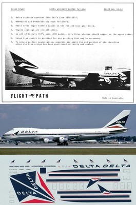 FLIGHT PATH DECALS 1/200 Boeing 747-100 (Delta Airlines)