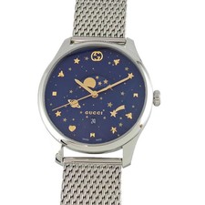 GUCCI G Timeless Moonphase 126.3 YA126328 Quartz Blue Dial Men's Watch SS Used