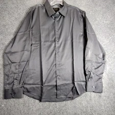 Flex Men's Button Down Shirt XL Gray Wrinkle Free Stretch Cotton Business