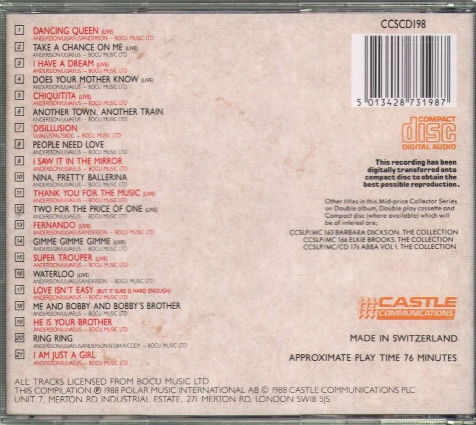 Abba Collection - Volume 2 CD Switzerland Castle Communications 1988 CCSCD198 - Image 2 of 3