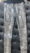 Disco Theme Silver Sequins Pants SMALL