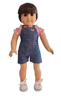 Doll Clothes 18'' Shorts Jean Overalls Pink Plaid Top My Brittany's Fits AG Dolls