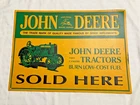 Old Vintage  Tin Metal JOHN DEERE Sold Here Advertising Sign 15 1/4 X 11