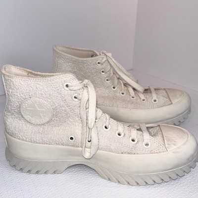 Converse Run Star High Top Platform Sneakers Textured Off White Women Size 10