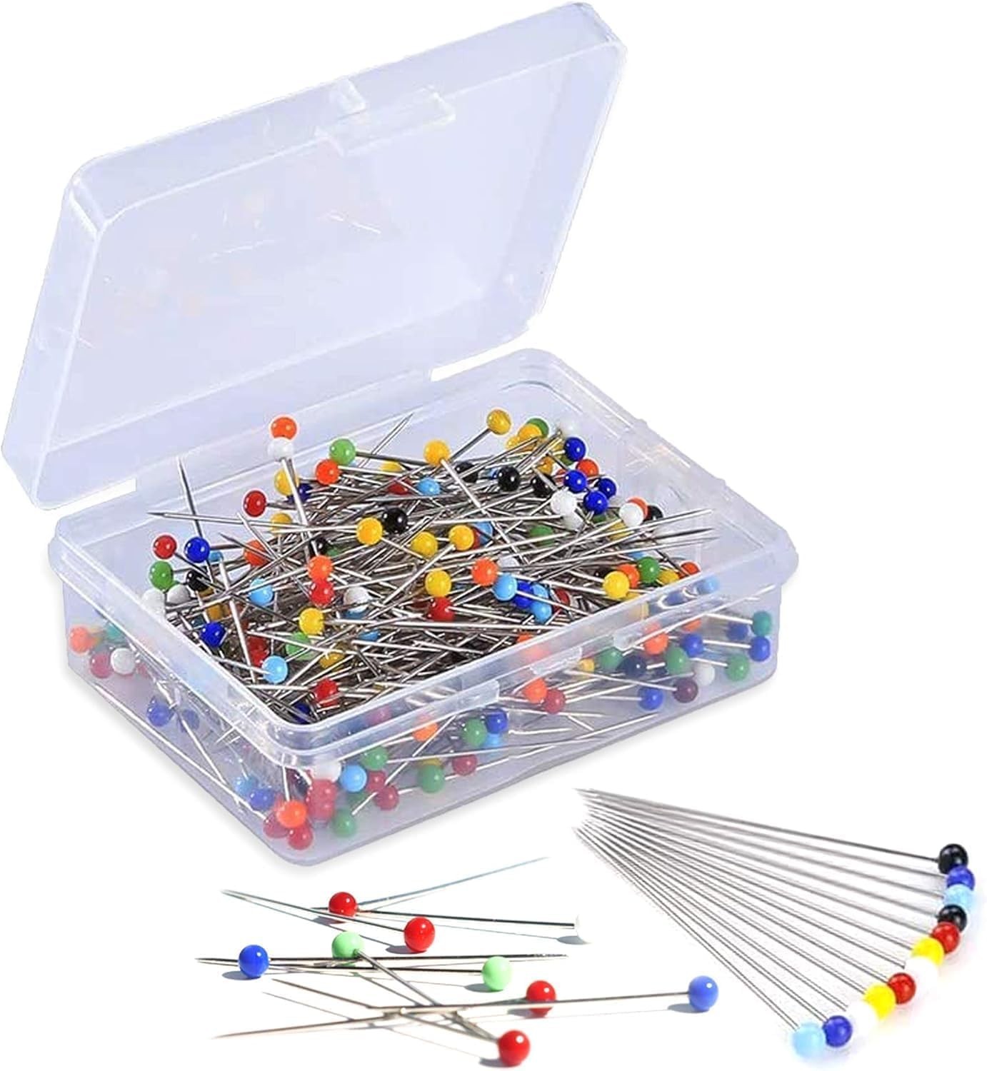 MINTHE™ Sewing Pins - 100 Pack, Coloured Heads, Dressmaking 38mm, Multi Color