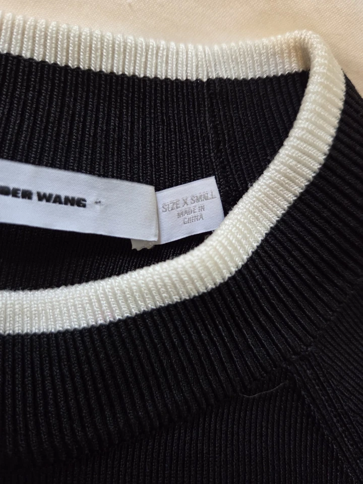 T by ALEXANDER WANG Sz XS Crisscross Crop White Piping Top RARE Foto 3 de 4