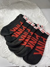 6 X ANKLE SOCKS No Show Sz 9-11 BLACK With Red  White Accents Fashion Comfort