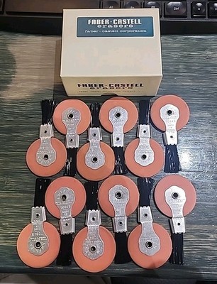 Vintage Faber Castell Typewriter Wheel Erasers With Brush #7084B Box Of 12 NOS