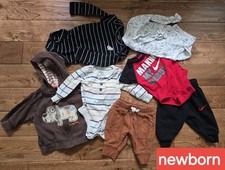 Newborn Baby Boy Lot Bundle 37 Items t-shirts sleepers mittens hats outfits