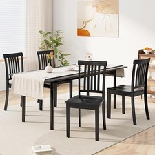 COLAMY Wooden Dining Chairs Set of 4, High Back Windsor Kitchen Chairs for Dinin