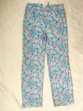 Vineyard Vines Girls Pajama Pants M 10-12 Blue Pink Floral Drawstring Poly