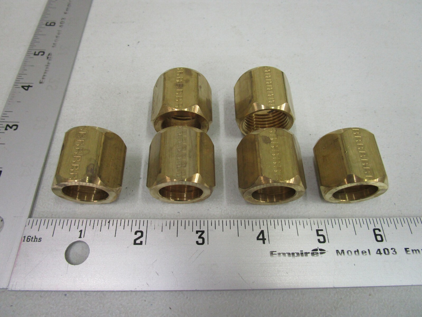 LOT OF 6 PARKER 10-BTX-B, 5/8'' BRASS TRIPLELOK NUT 5/8" TUBE