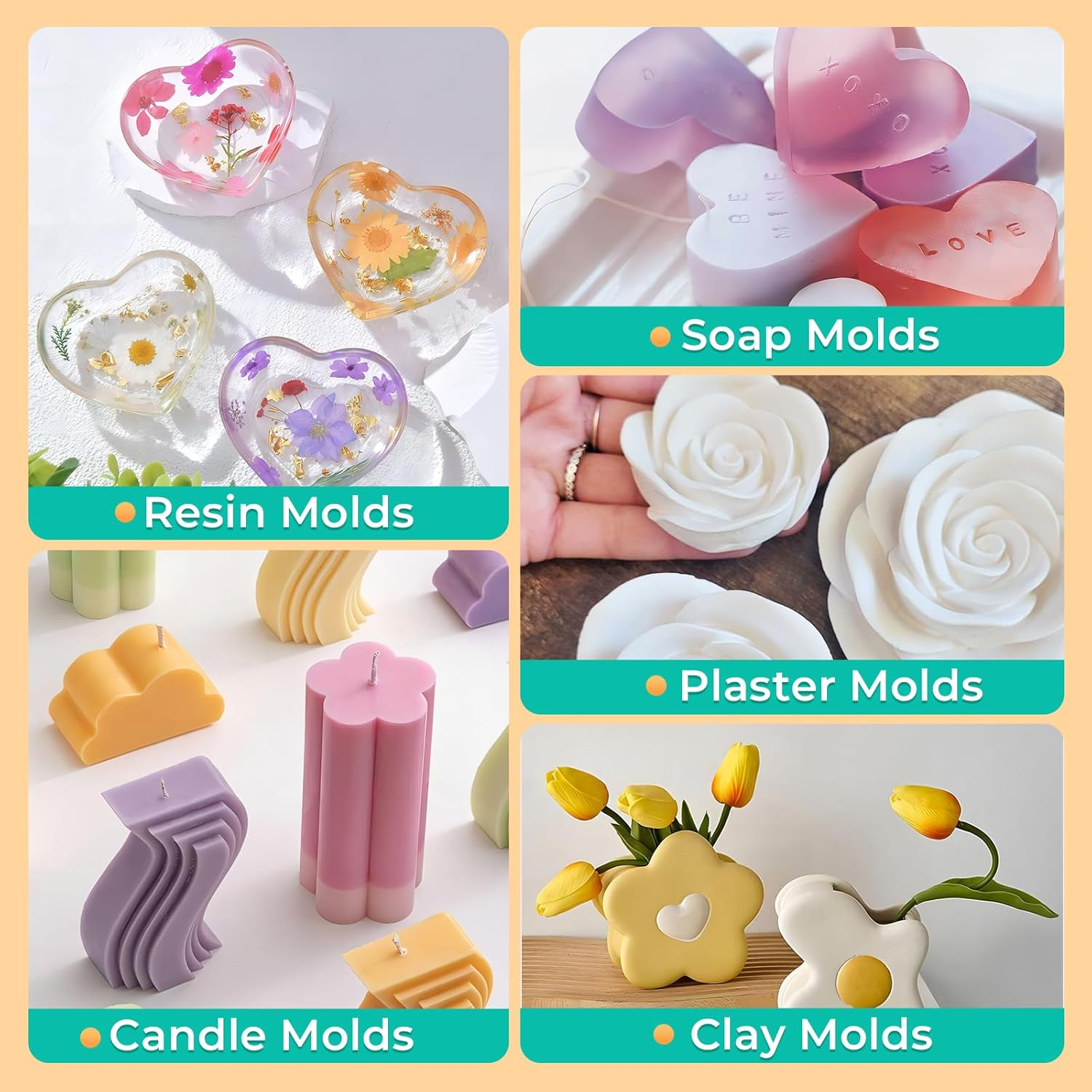 Silicone Mold Making Kit 2.5Lb 40Oz Super Elastic Green Liquid Silicone for Fast