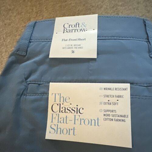 Nuevos pantalones cortos de golf Croft & Barrow para hombre talla 36 azul medio entrepierna de 8” con etiqueta - Imagen 3 de 5
