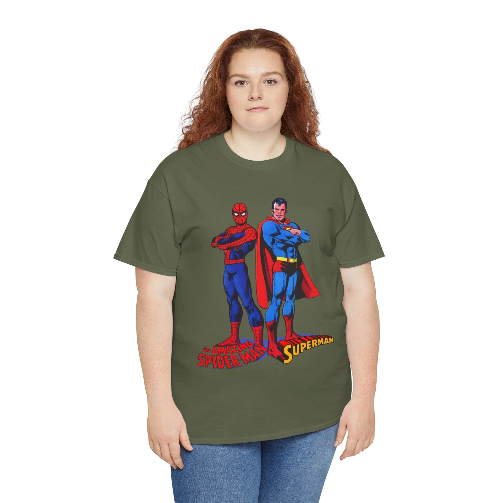 Amazing Spider-man, Superman T-Shirt - 1970s D.C Comics & Marvel Team-Up