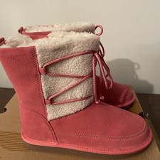 KOOLABURRA BY UGG JUNIOR GIRLS PINK MICHON SHORT SUEDE LEATHER WINTER BOOTS SZ 5