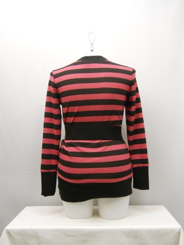 Suéter Eye Candy Damas Cinturón Cuello en V Ajuste Ajustado Rosa Rayas Talla Grande 1X - Imagen 12 de 12