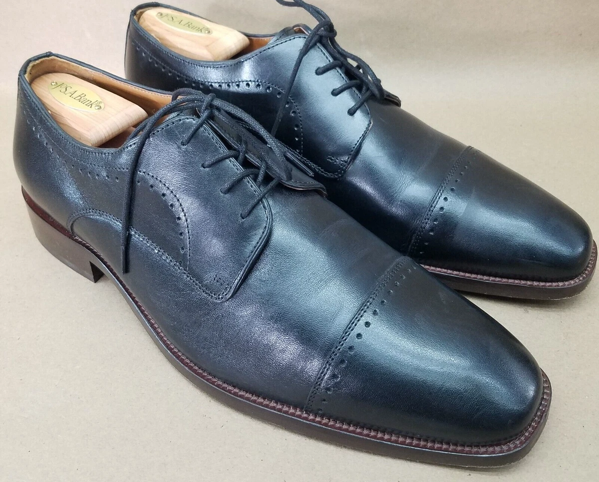 Johnston Murphy Sanborn Cap Toe Black Brogue Leather 59 2541