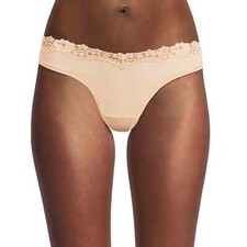 No Boundaries Women's Lace Trim Thong Panties Size 3XL Toasted Almond